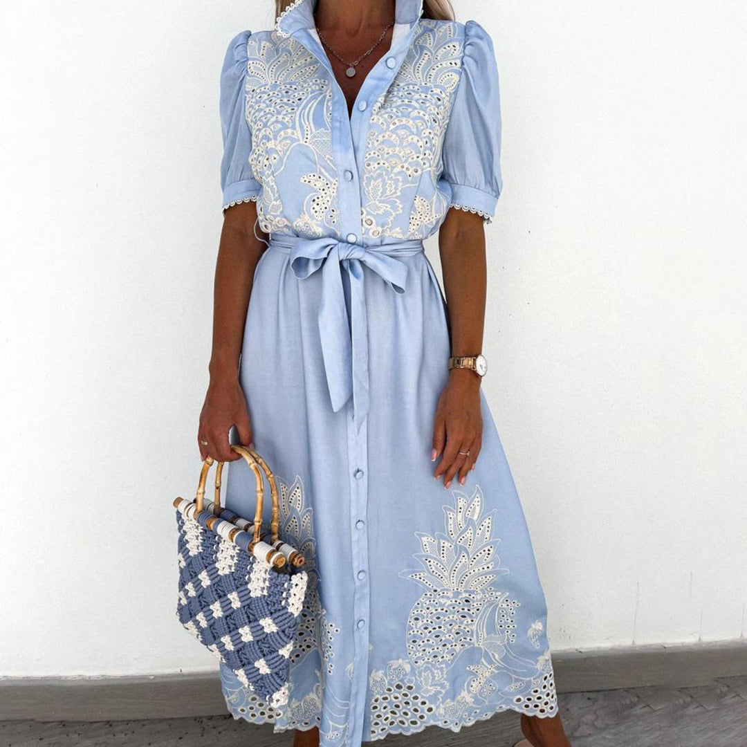 Drune - Elegantes besticktes Sommerkleid