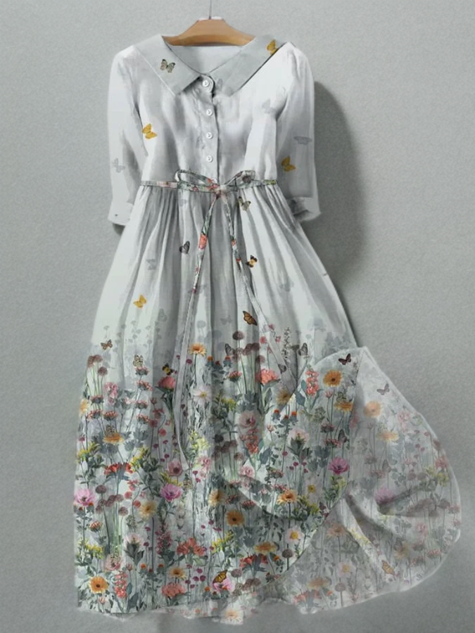 Drune | Vintage Stil Taschenkleid mit Blumen