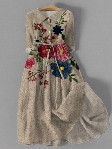 Drune | Vintage Kleid mit Taschen aus Botanischer Spitze