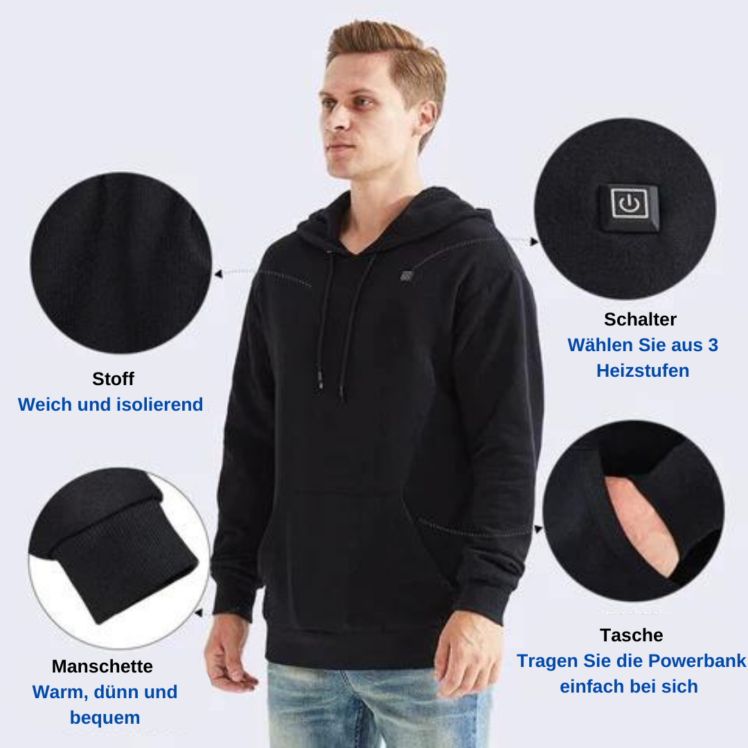 Drune | Beheizter Unisex-Kapuzenpullover in Schwarz