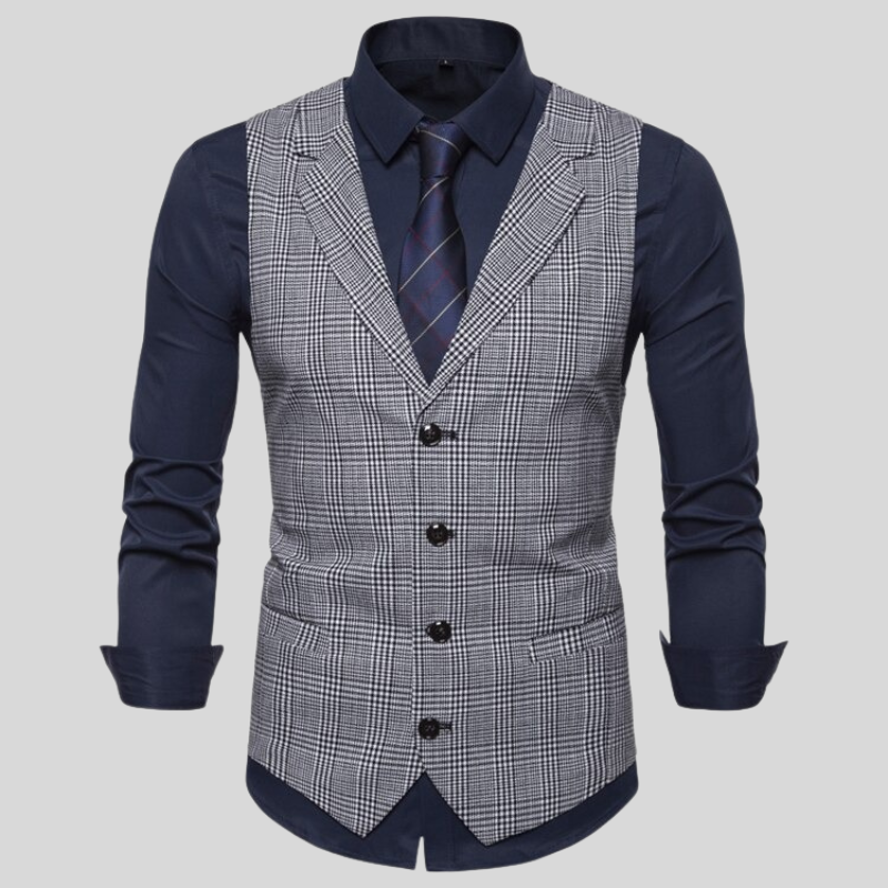 Drune | Weste Klassisches Karomuster Slim Fit Formal Und Smart Lässig