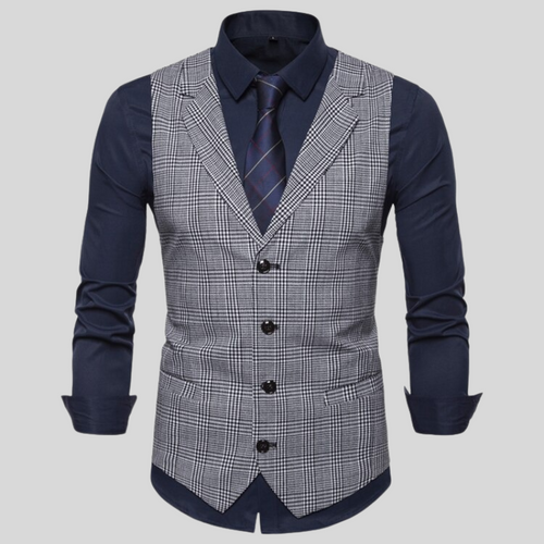 Drune | Weste Klassisches Karomuster Slim Fit Formal Und Smart Lässig