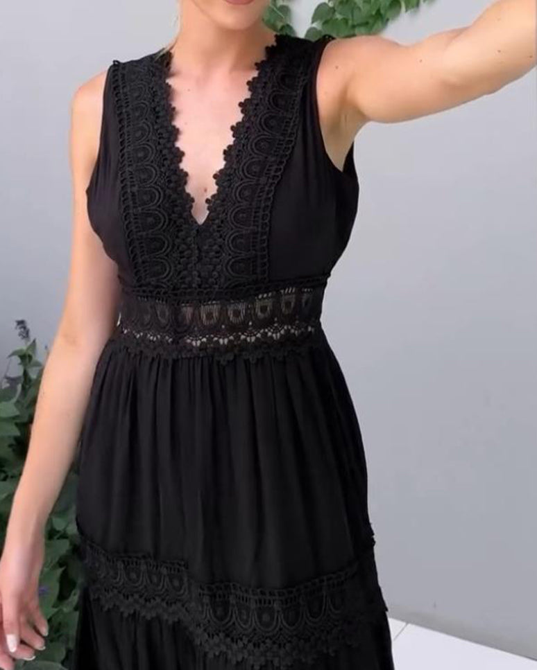 Drune | Ärmelloses Spitzen Midi Kleid Für Damen
