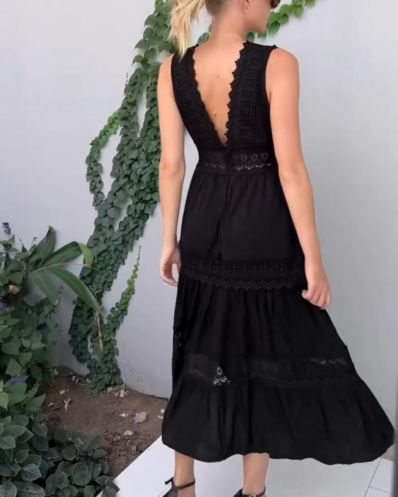 Drune | Ärmelloses Spitzen Midi Kleid Für Damen