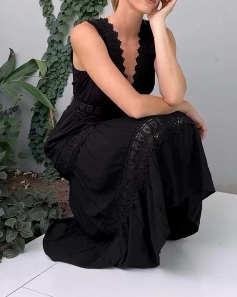 Drune | Ärmelloses Spitzen Midi Kleid Für Damen