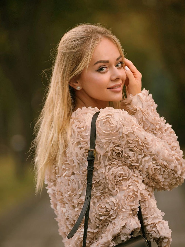 Drune | Texturiertes Cropped Jacke mit langen Ärmeln