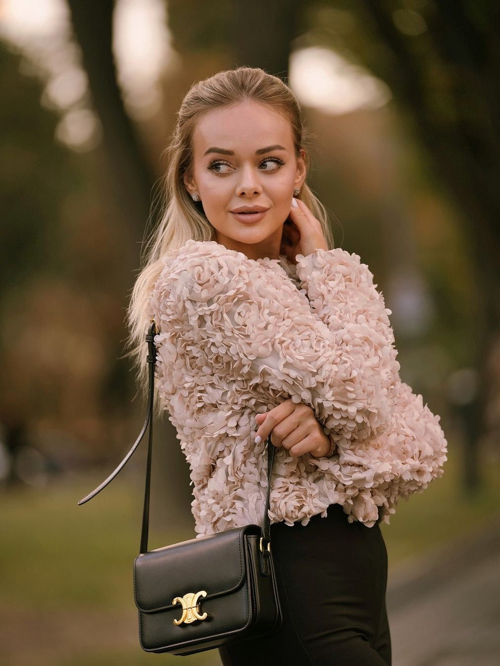 Drune | Texturiertes Cropped Jacke mit langen Ärmeln