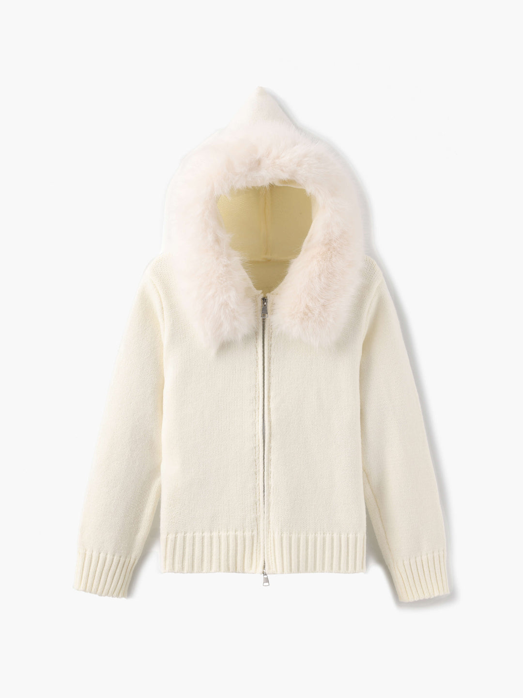 Drune | Strickjacke Grau mit Kapuze und Kunstpelz Warme Winterjacke