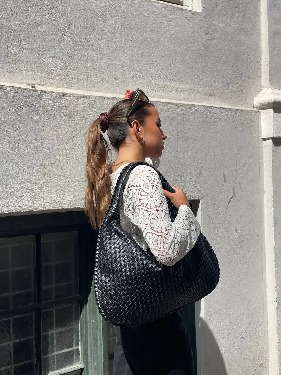 Drune - Vintage Umhängetasche damen | Geflochtene Handtasche mit Reißverschluss im Sale