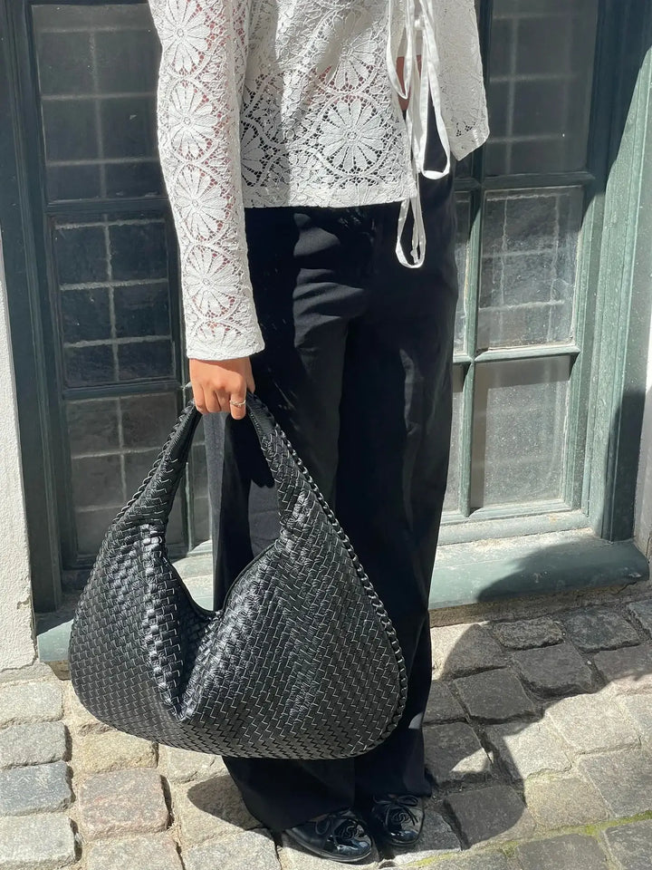 Drune - Vintage Umhängetasche damen | Geflochtene Handtasche mit Reißverschluss im Sale