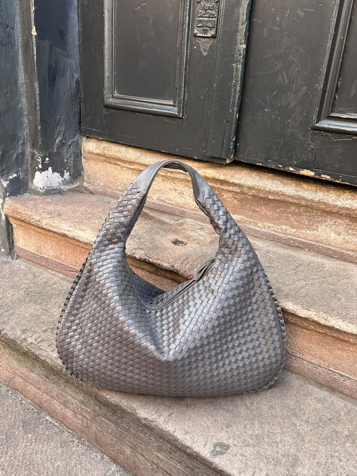 Drune - Vintage Umhängetasche damen | Geflochtene Handtasche mit Reißverschluss im Sale