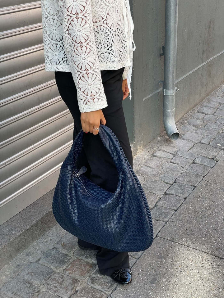 Drune - Vintage Umhängetasche damen | Geflochtene Handtasche mit Reißverschluss im Sale