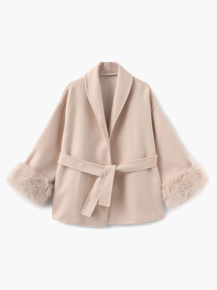 Drune | Mantel mit Kunstfellbesatz Eleganter Winter Kurzmantel