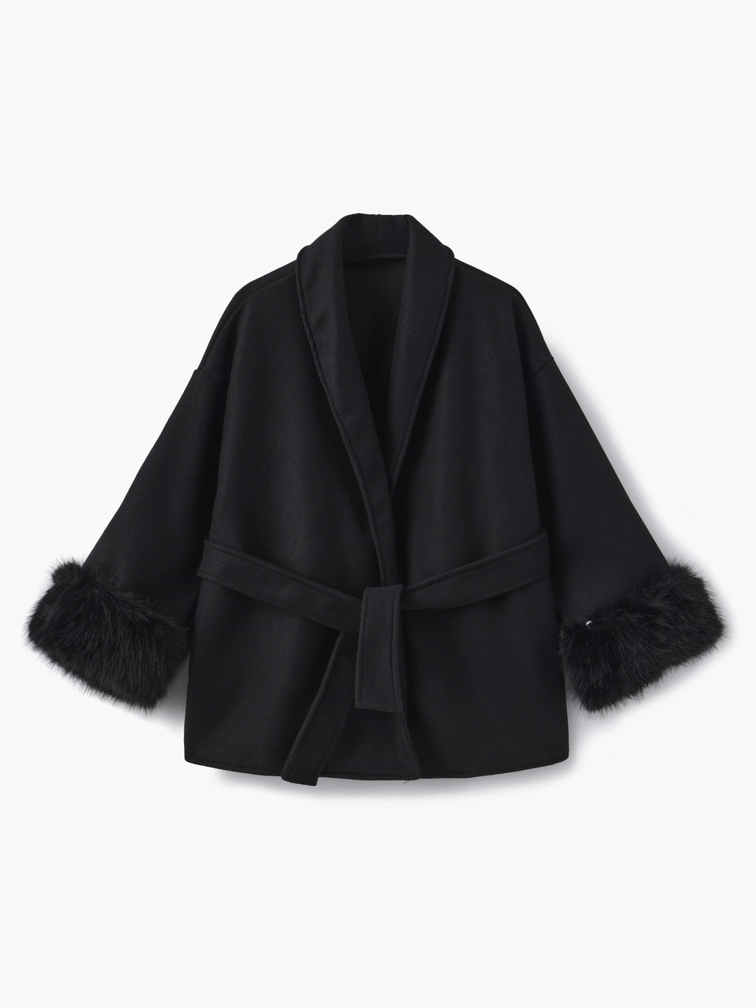 Drune | Mantel mit Kunstfellbesatz Eleganter Winter Kurzmantel