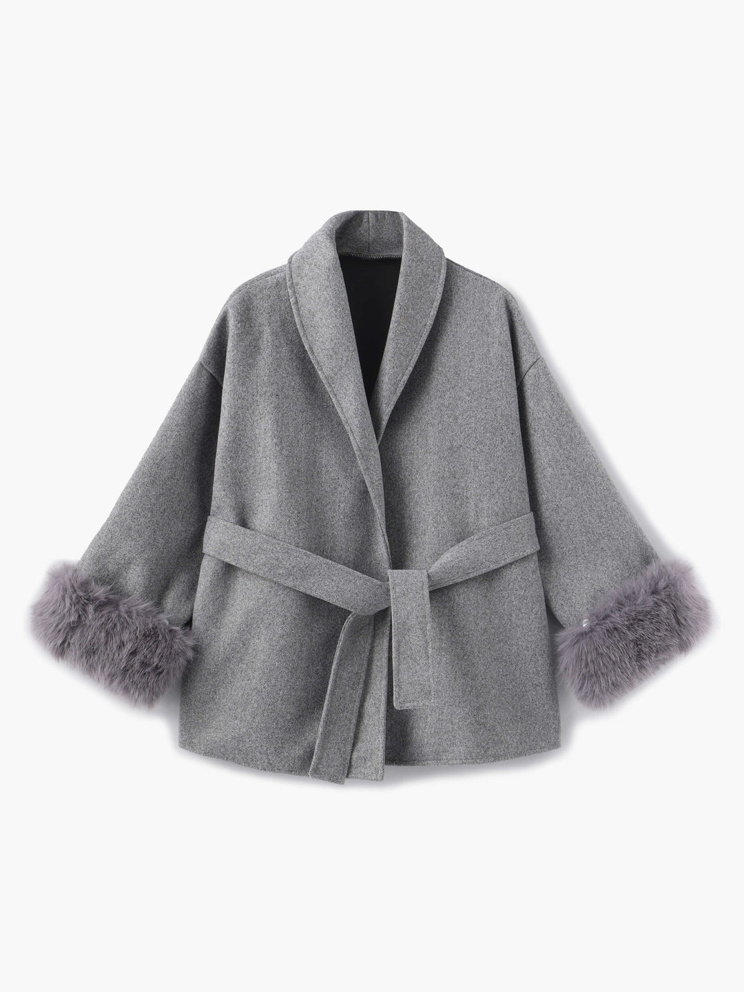 Drune | Mantel mit Kunstfellbesatz Eleganter Winter Kurzmantel