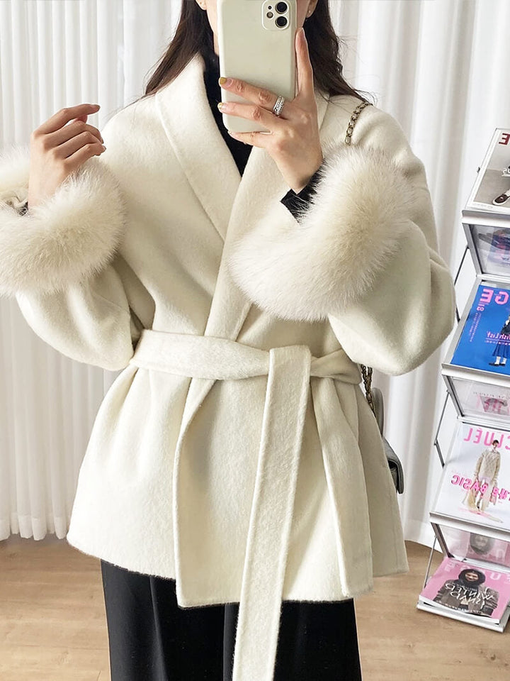 Drune | Mantel mit Kunstfellbesatz Eleganter Winter Kurzmantel