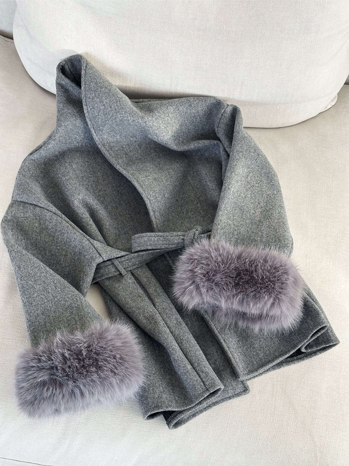 Drune | Mantel mit Kunstfellbesatz Eleganter Winter Kurzmantel