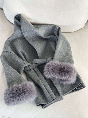 Drune | Mantel mit Kunstfellbesatz Eleganter Winter Kurzmantel
