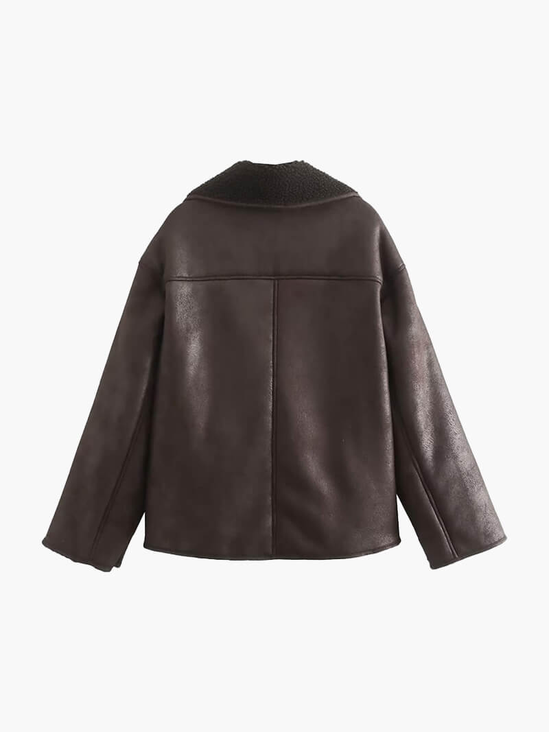 Drune | Stilvolle Jacke mit Kunstleder und Fleece Details