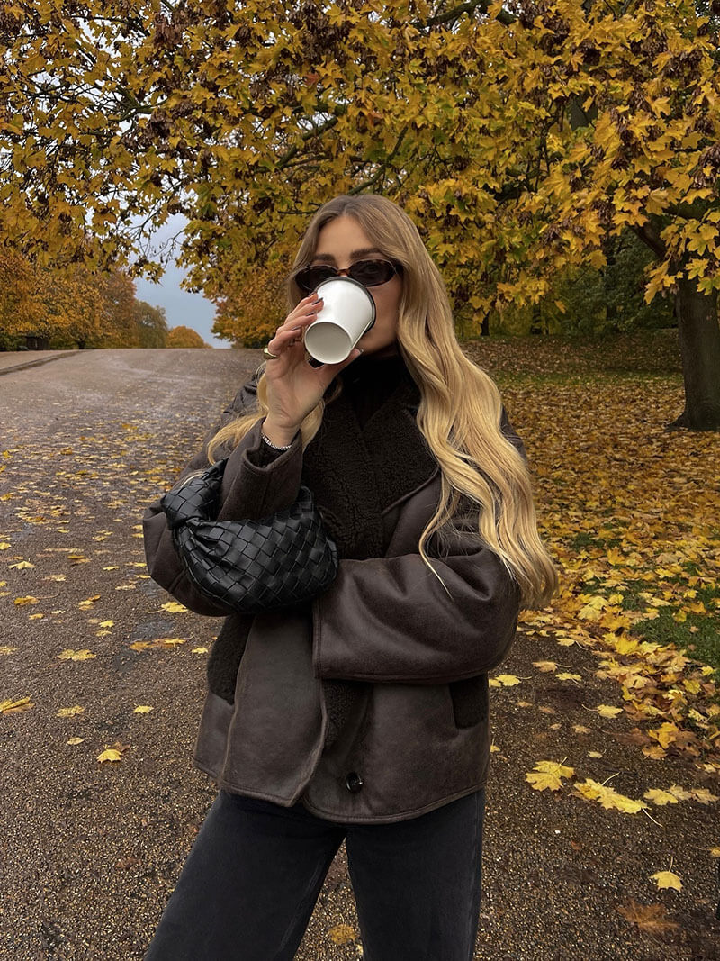 Drune | Stilvolle Jacke mit Kunstleder und Fleece Details