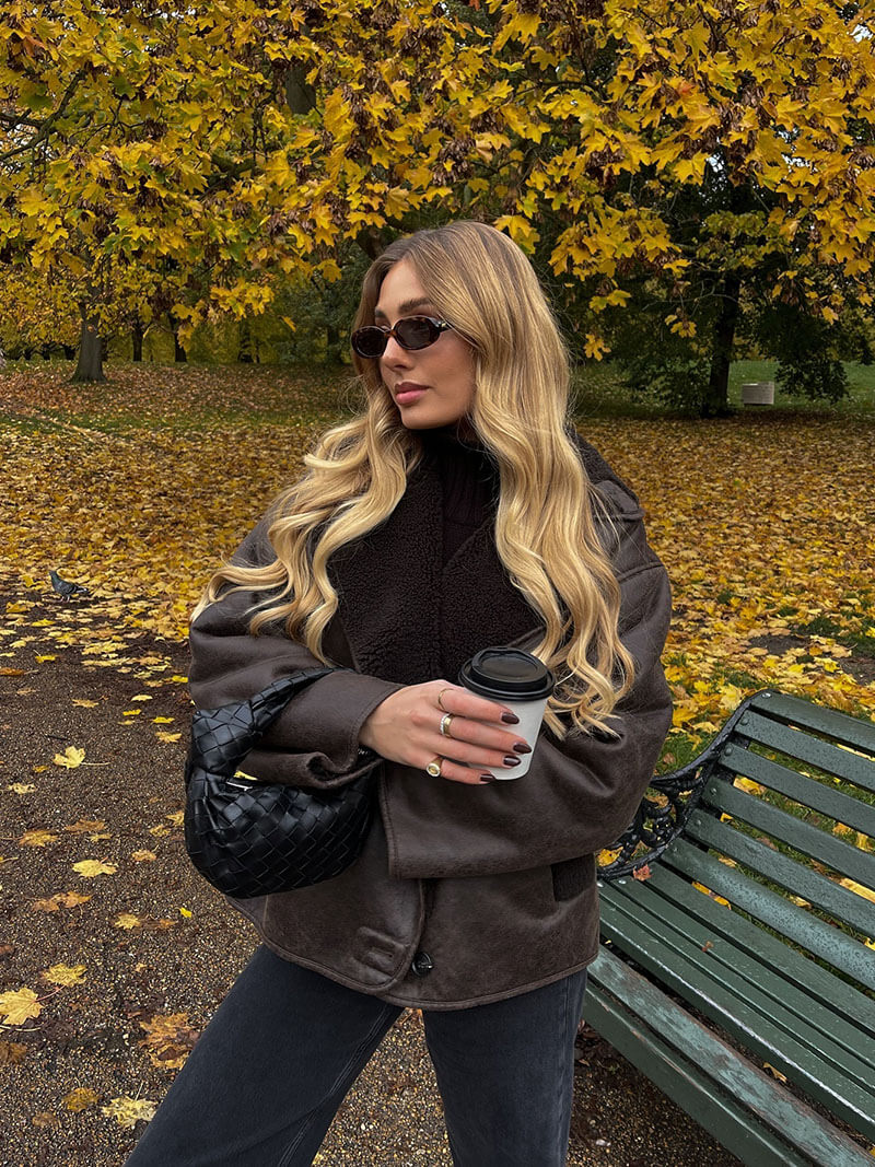 Drune | Stilvolle Jacke mit Kunstleder und Fleece Details