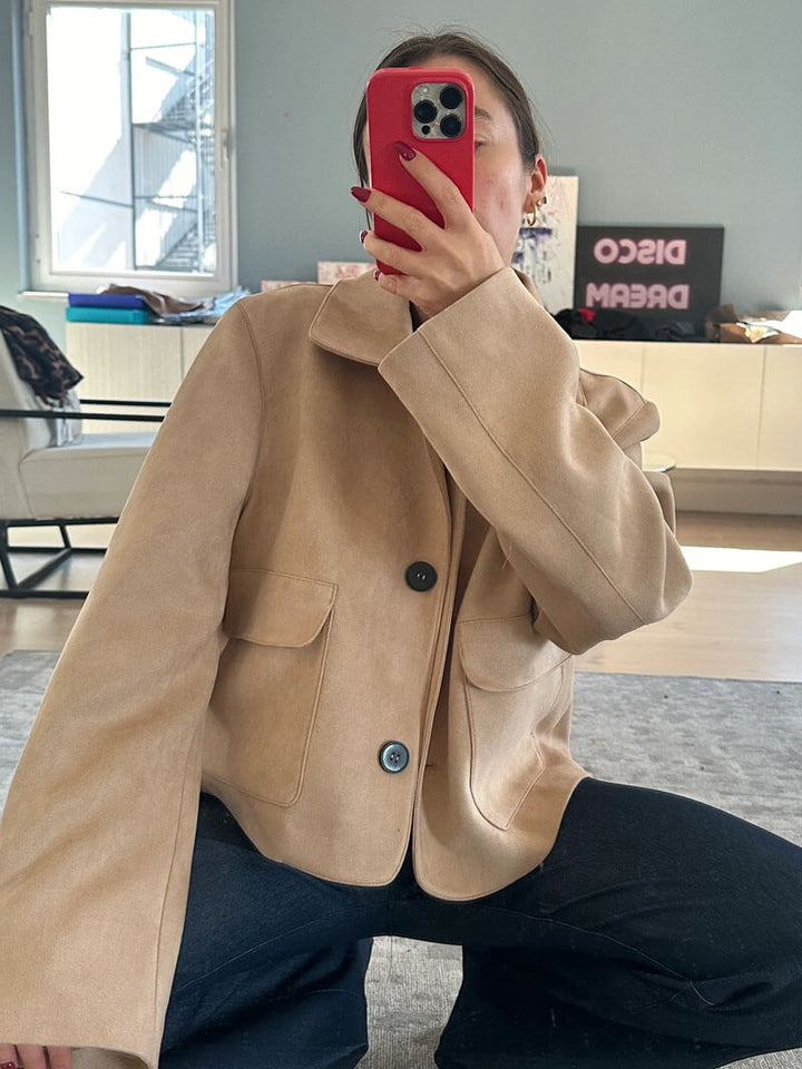 Drune | Wildlederjacke Klassische Kurzjacke mit Taschen