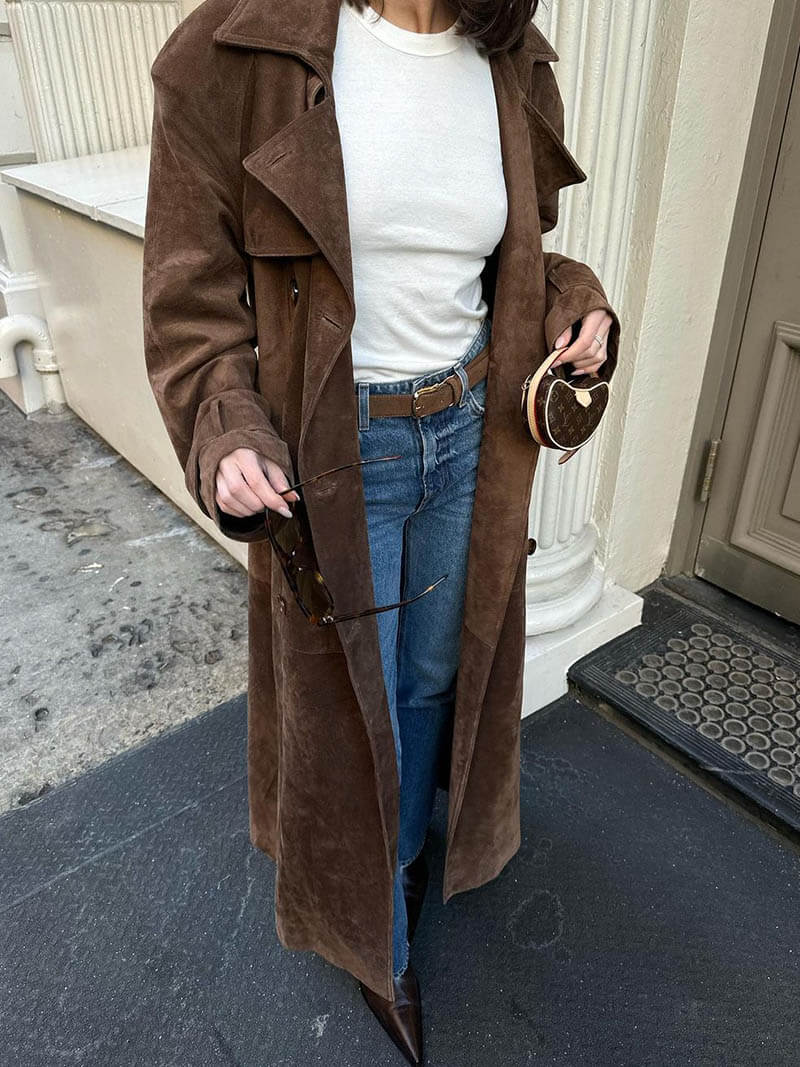 Drune | Faux Suede Trenchcoat