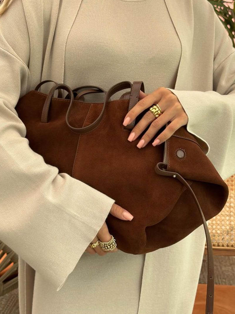 Drune | braune und schwarze Tote Bag für Damen - schicke und vielseitige Handtasche