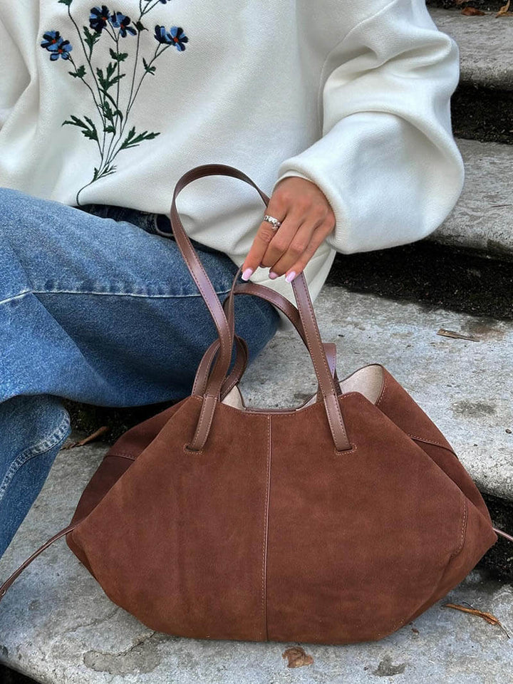 Drune | braune und schwarze Tote Bag für Damen - schicke und vielseitige Handtasche