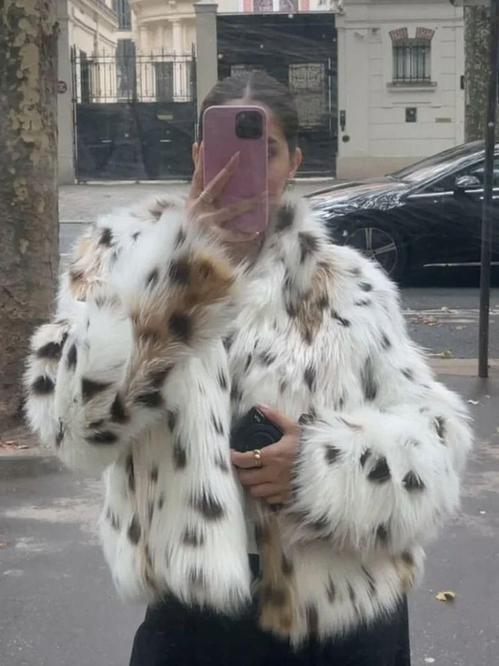 Drune | Kurze Kunstfelljacke mit Tiermuster