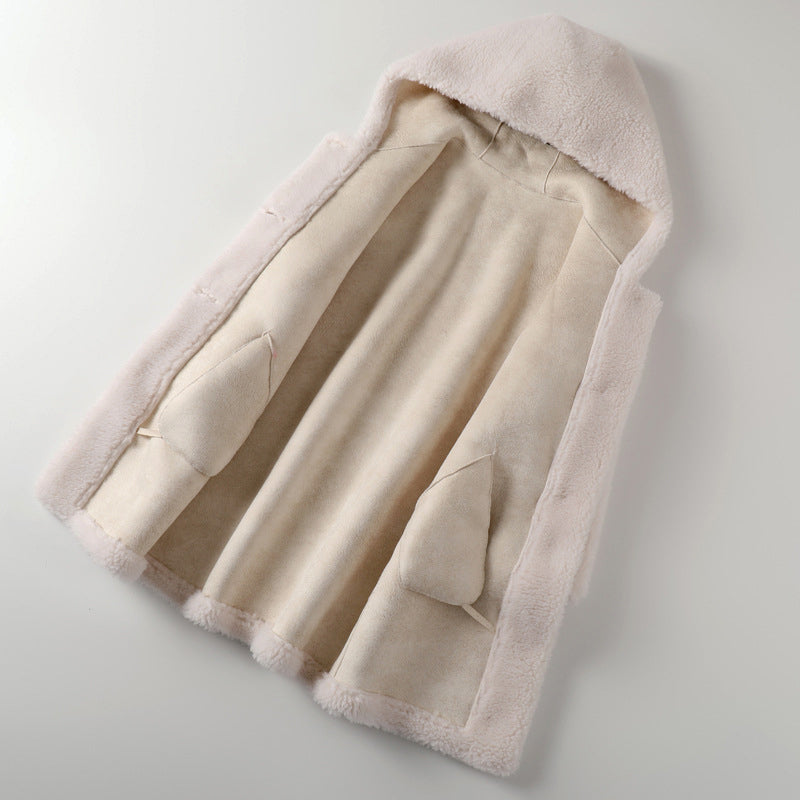 Drune | Damen Teddy-Mantel – Oversized Fit – Mit Kapuze – Knopfverschluss – Mittelange Warme Oberbekleidung