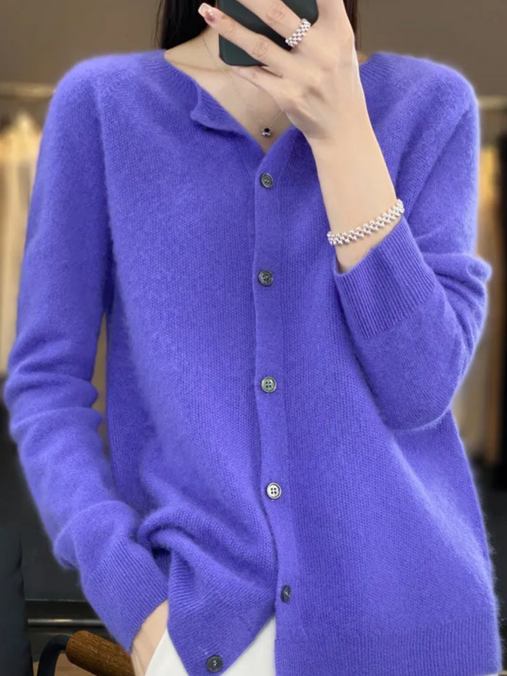 Drune | Weicher Strickcardigan für Frauen - Klassischer Rundhalsausschnitt