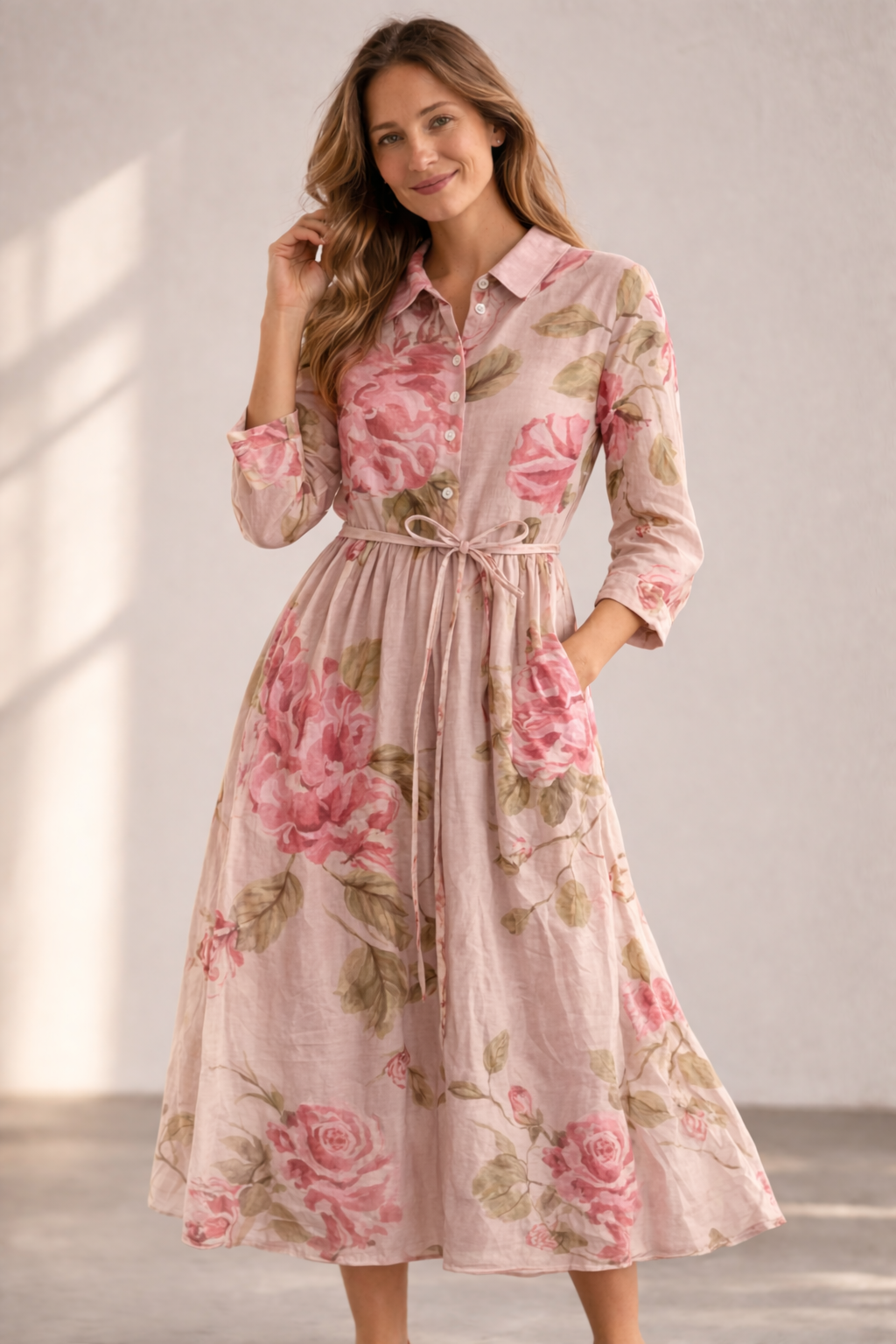 Drune | Elegantes Blumenkleid mit Knopfleiste für Damen