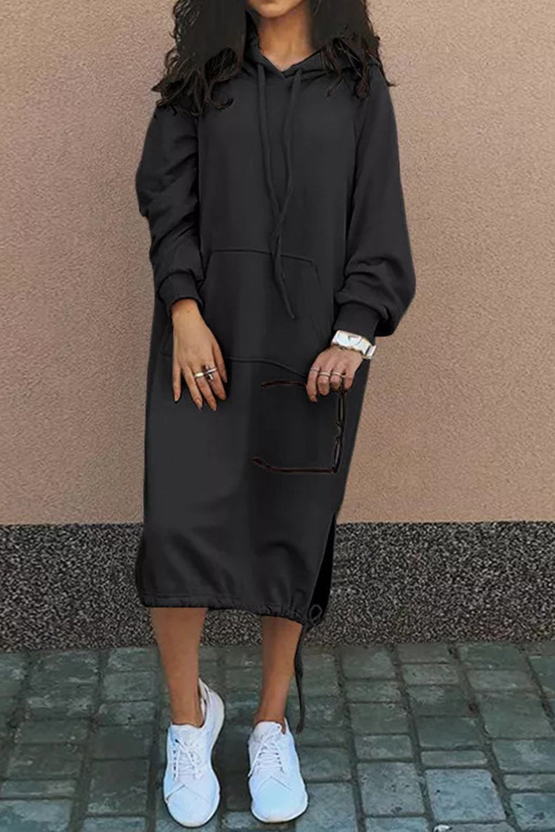 Drune | Kapuzenpullover Kleid Knielang