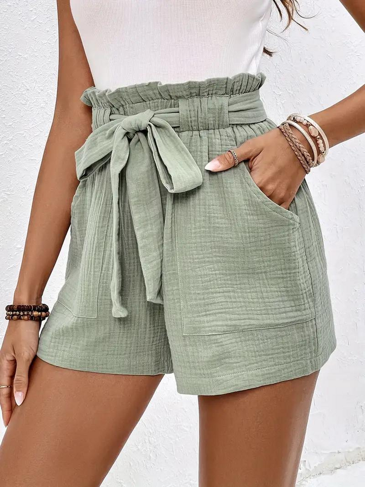 Drune | Shorts mit Gürtel lockere Passform Shorts mit hoher Taille Mini Shorts