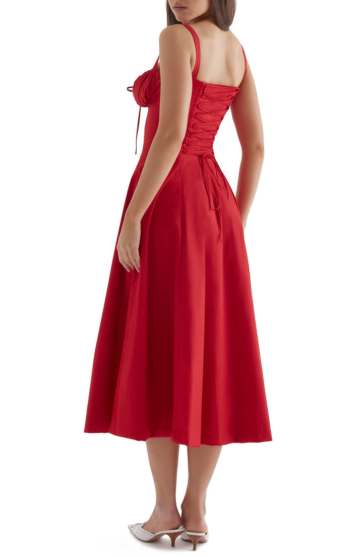 Drune | Ärmellos Rückenkrawatte Midikleid Sonnenkleid