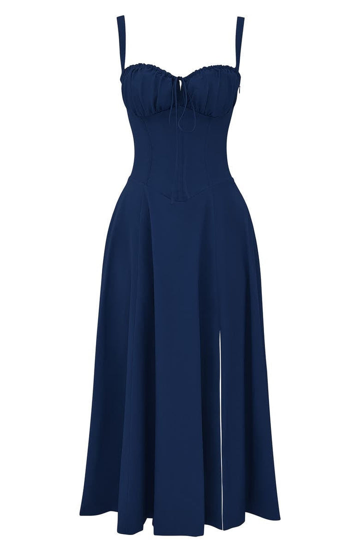 Drune | Ärmellos Rückenkrawatte Midikleid Sonnenkleid