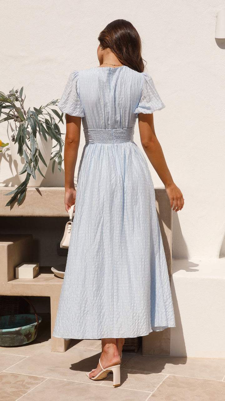 Drune | V Ausschnitt Puffärmel Maxikleid Sommerkleider