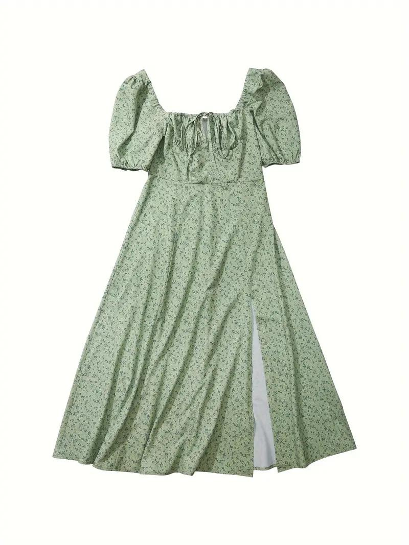Drune | Blumendruck Puffärmel Sommerkleid Maxikleid