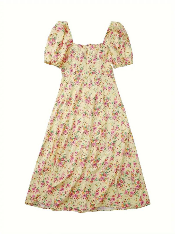 Drune | Blumendruck Puffärmel Sommerkleid Maxikleid
