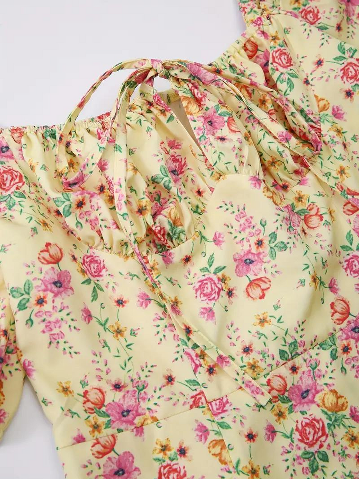 Drune | Blumendruck Puffärmel Sommerkleid Maxikleid