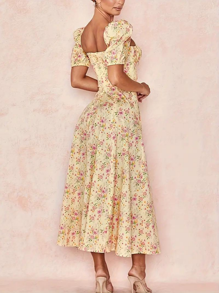 Drune | Blumendruck Puffärmel Sommerkleid Maxikleid