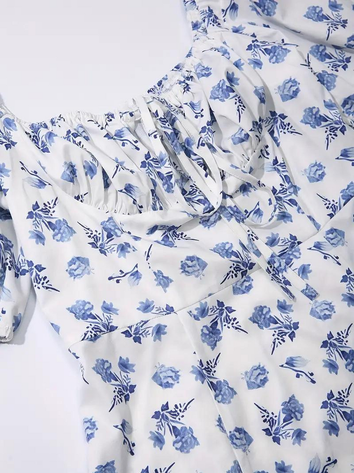 Drune | Blumendruck Puffärmel Sommerkleid Maxikleid