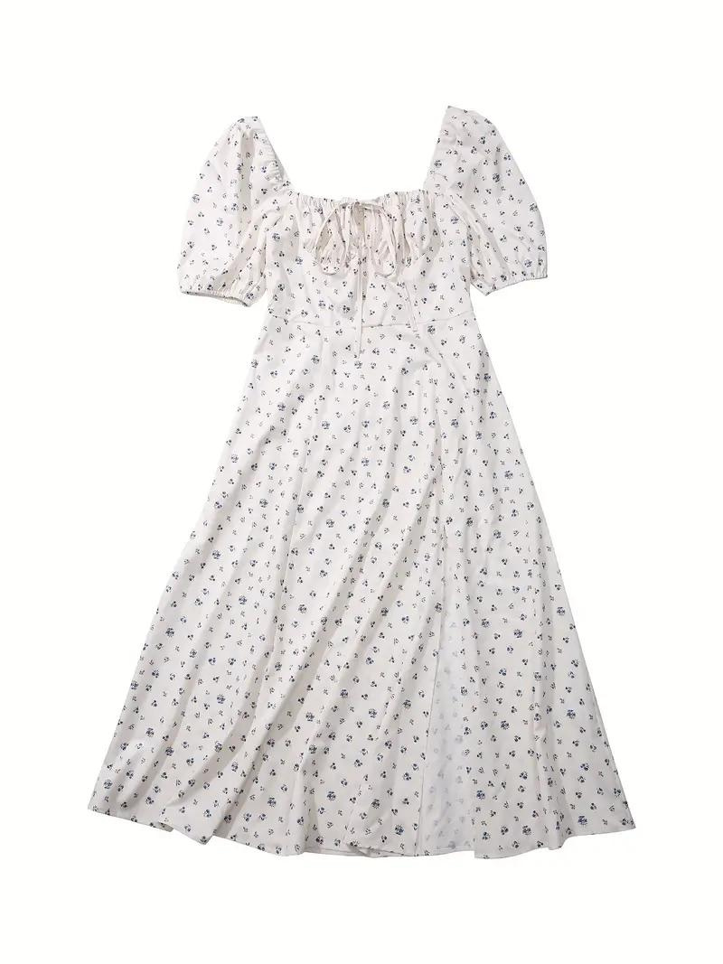 Drune | Blumendruck Puffärmel Sommerkleid Maxikleid