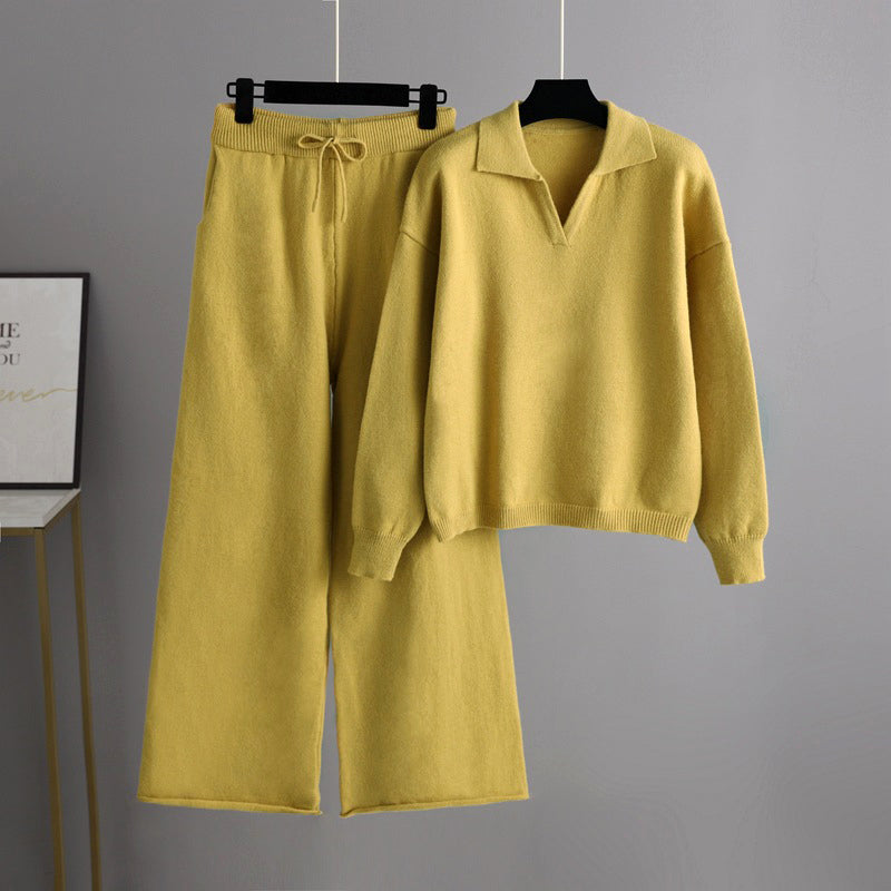 Drune | Damen Strickpullover und Hose Set