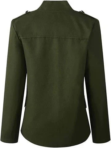 Rückansicht des armeegrün blazer mit stehkragen