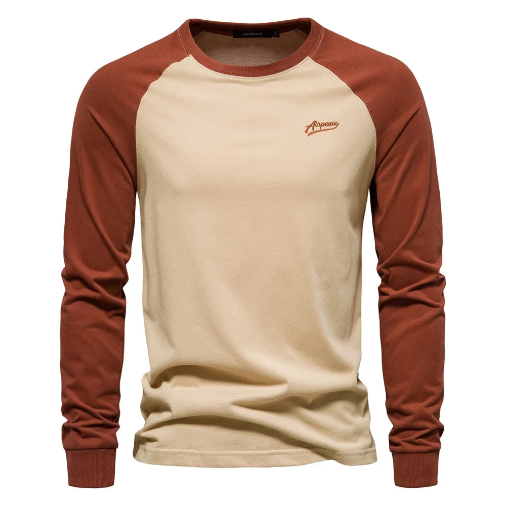 Drune | Langarmshirt - Lässiges T-Shirt mit Kontrastärmeln