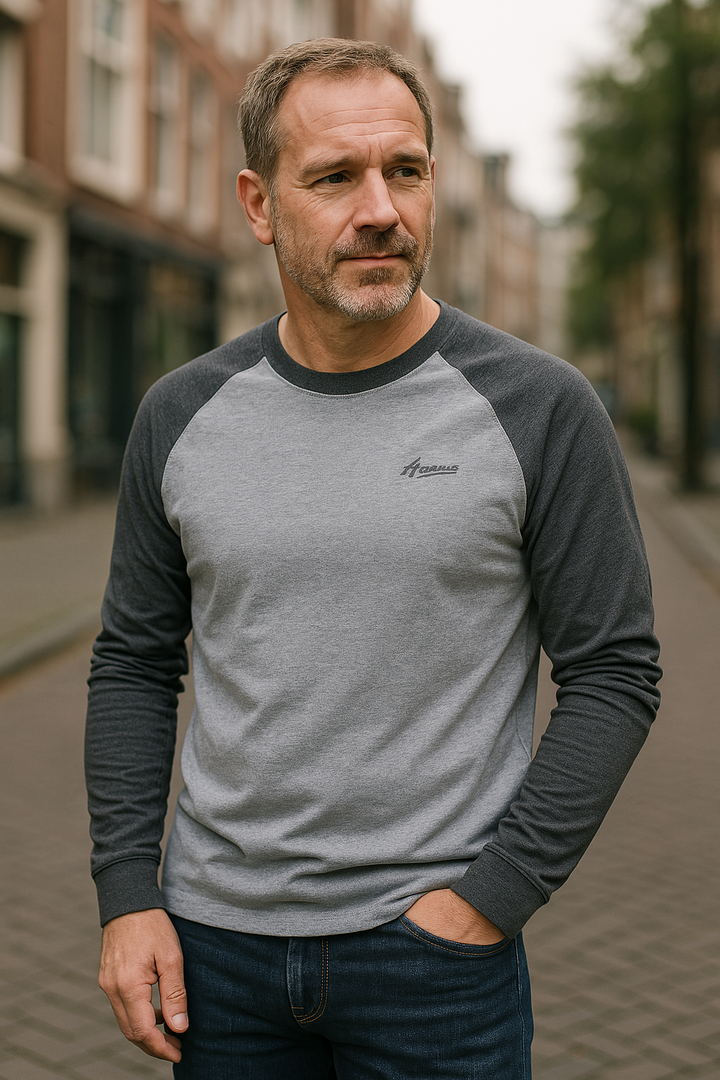 Drune | Langarmshirt - Lässiges T-Shirt mit Kontrastärmeln