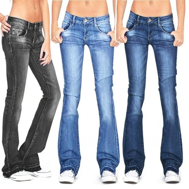 Drune | Damen Low Rise Flared Jeans: Lässige Vintage Skinny Flared Jeans