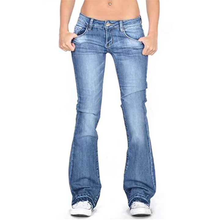 Drune | Damen Low Rise Flared Jeans: Lässige Vintage Skinny Flared Jeans